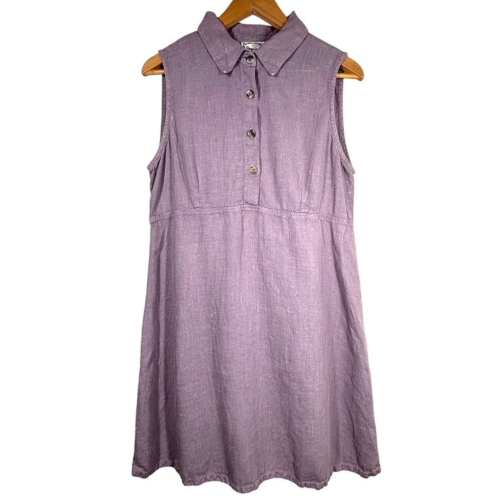Dressing‎ Clio Linen Sleeveless Dress Women's Medium Purple Casual Made in USA